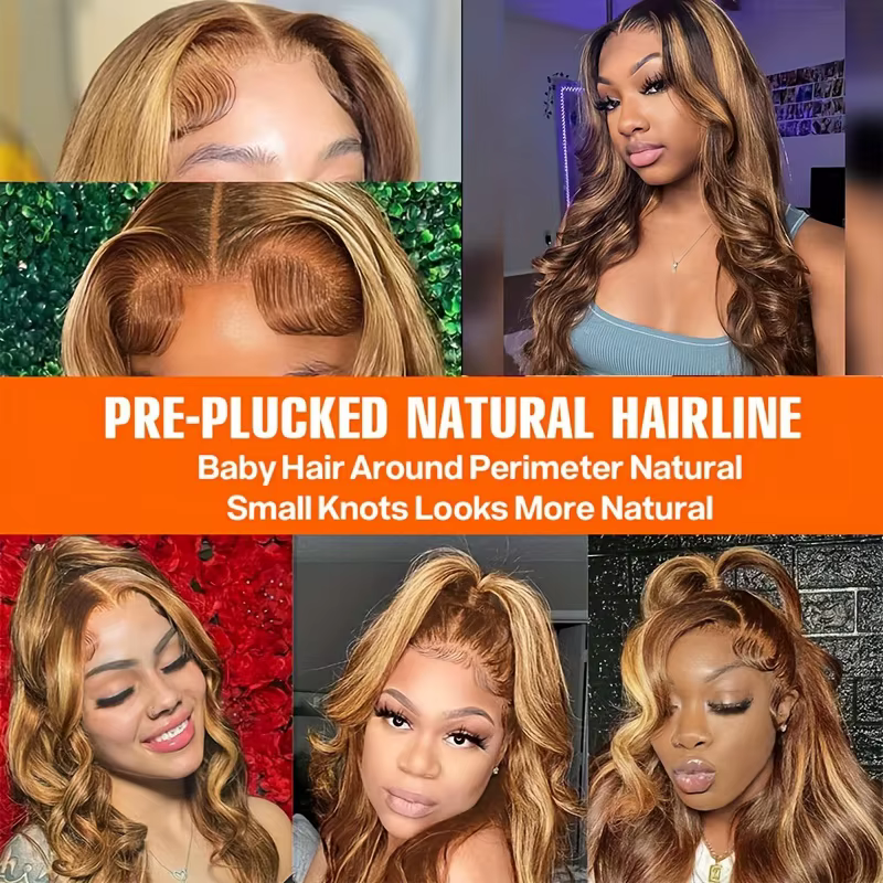 Perruques Lace Front HD 13x6 et 13x4 en cheveux humains, ondulées, avec mèches ombrées 1B/30 et P4/2