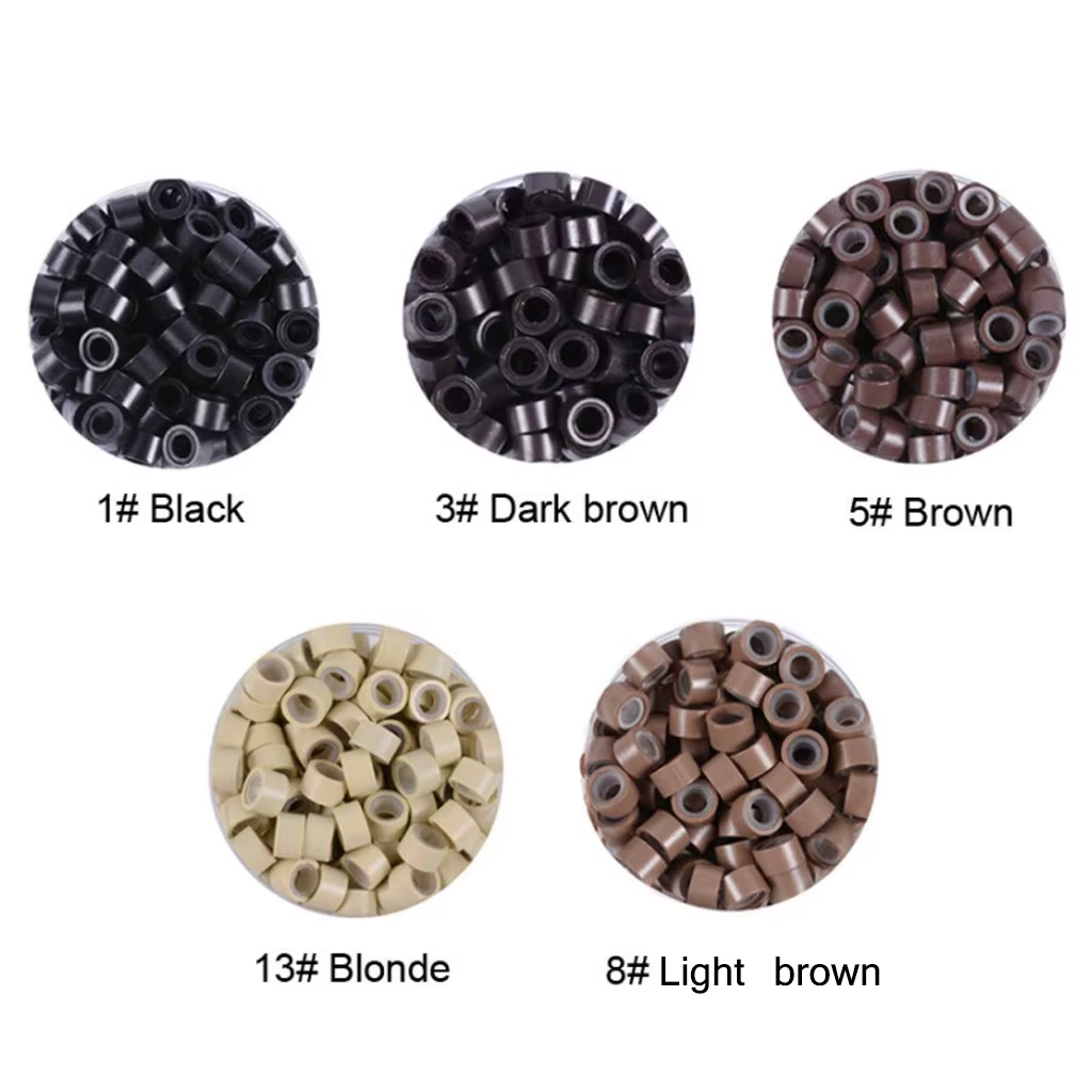1000 pièces extension de cheveux micro anneau lien perles 5mm perles doublées de silicone adaptées a