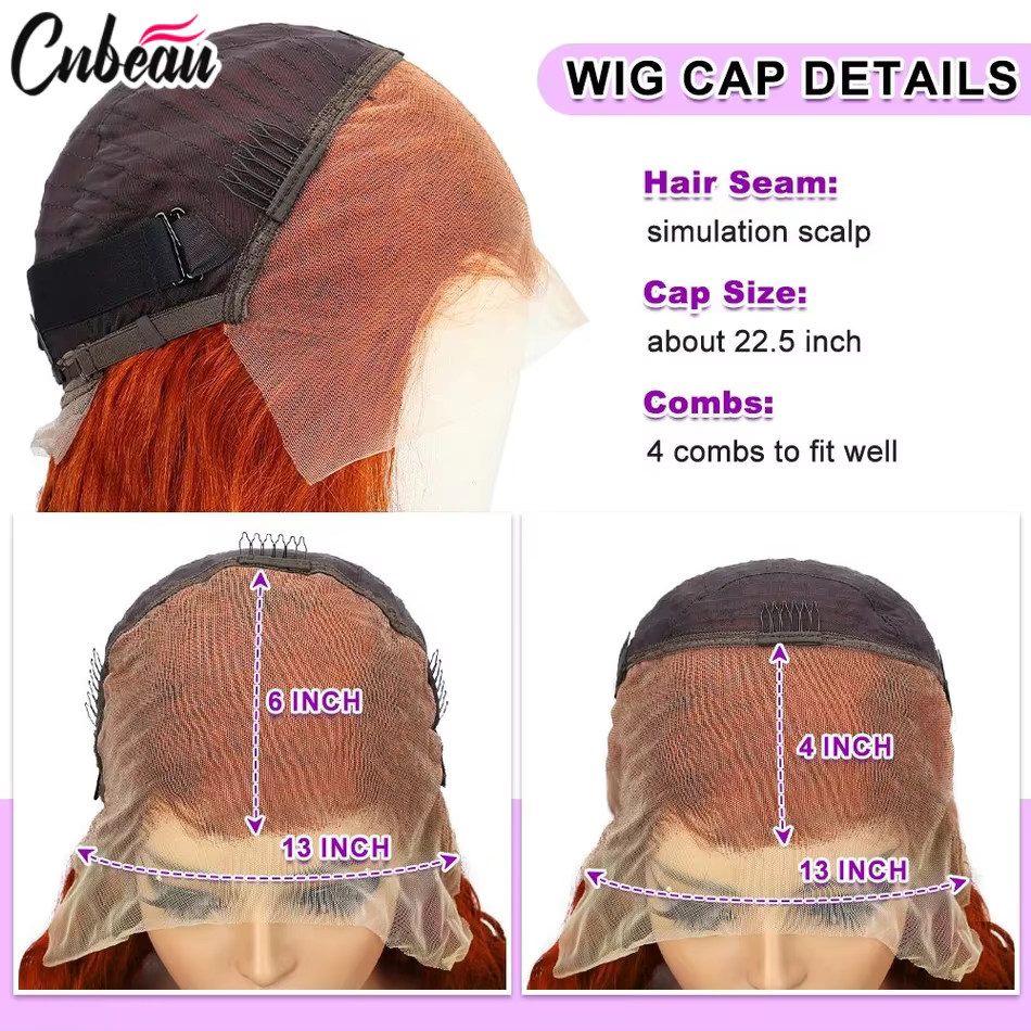 Perruques Lace Front HD Deep Wave en Cheveux Humains de 30 Pouces 13x6/13X4, Perruque Bouclée Orange