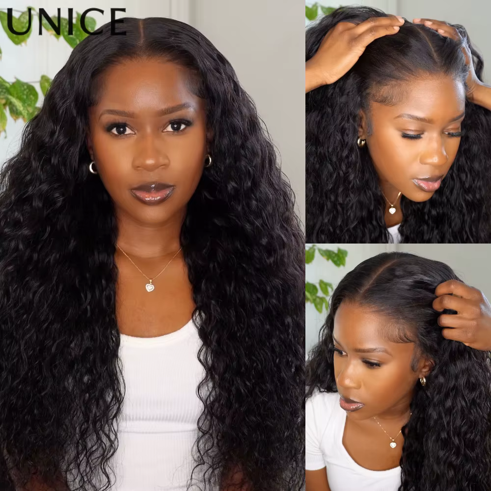 Unice cheveux cordon casquette 7x5 & 13x4 vague d'eau perruque de cheveux humains avec des cheveux d