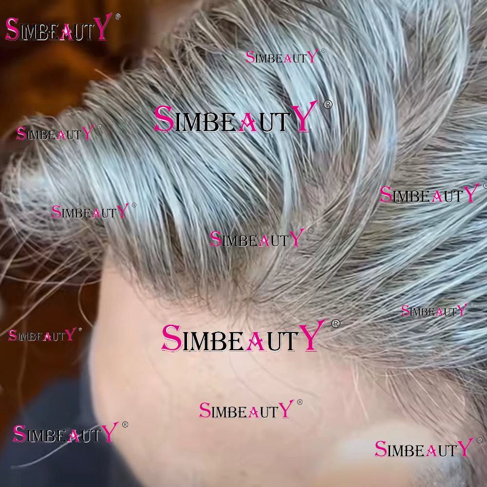 Indétectable noir gris 1B65 1B80 hommes toupet Durable peau mince cheveux humains Microskin pleine P