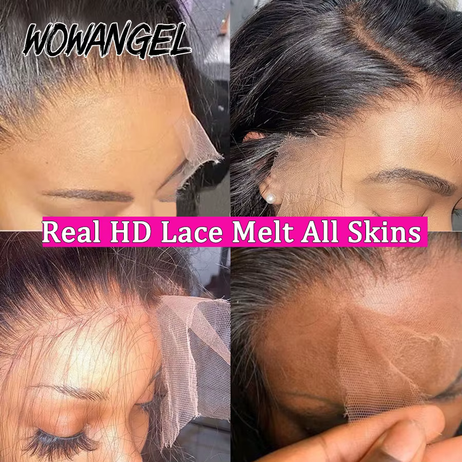 34 pouces Real HD Lace Front Wig Cheveux raides pré-plumés 13x6 HD Transparent Lace Frontal Perruque