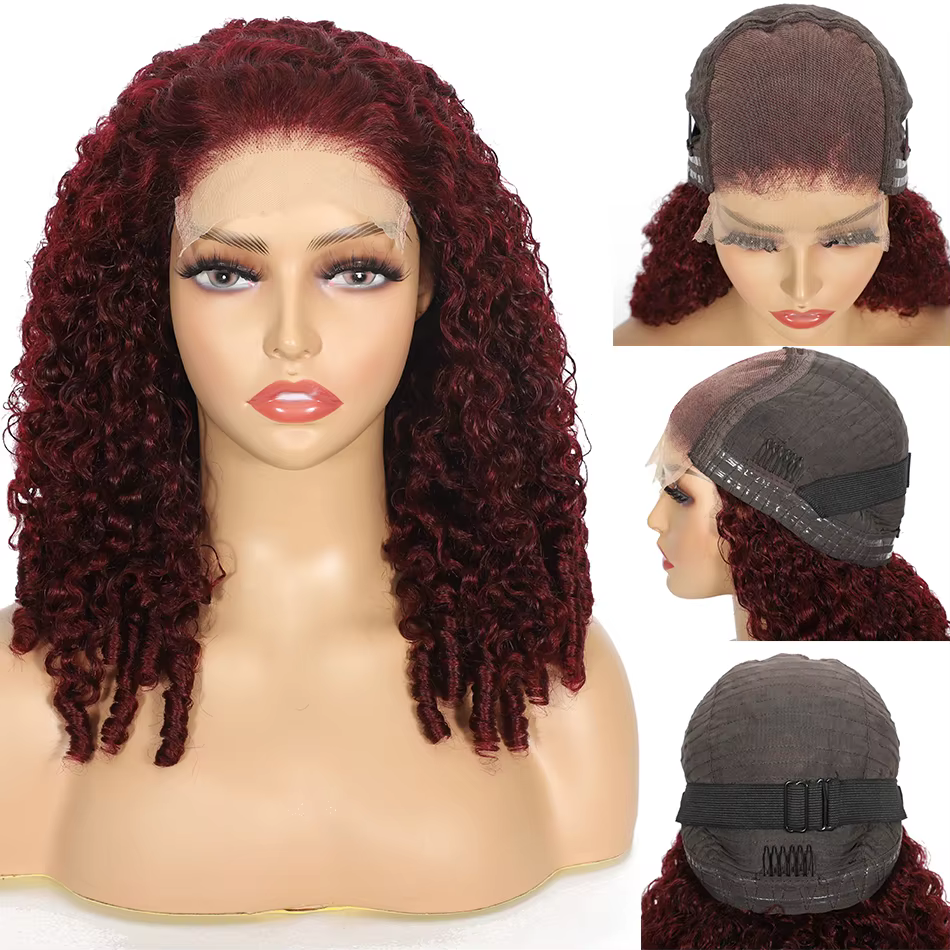 100% Double dessiné cheveux birmans bouclés sans colle dentelle fermeture perruques 250 densité rebo