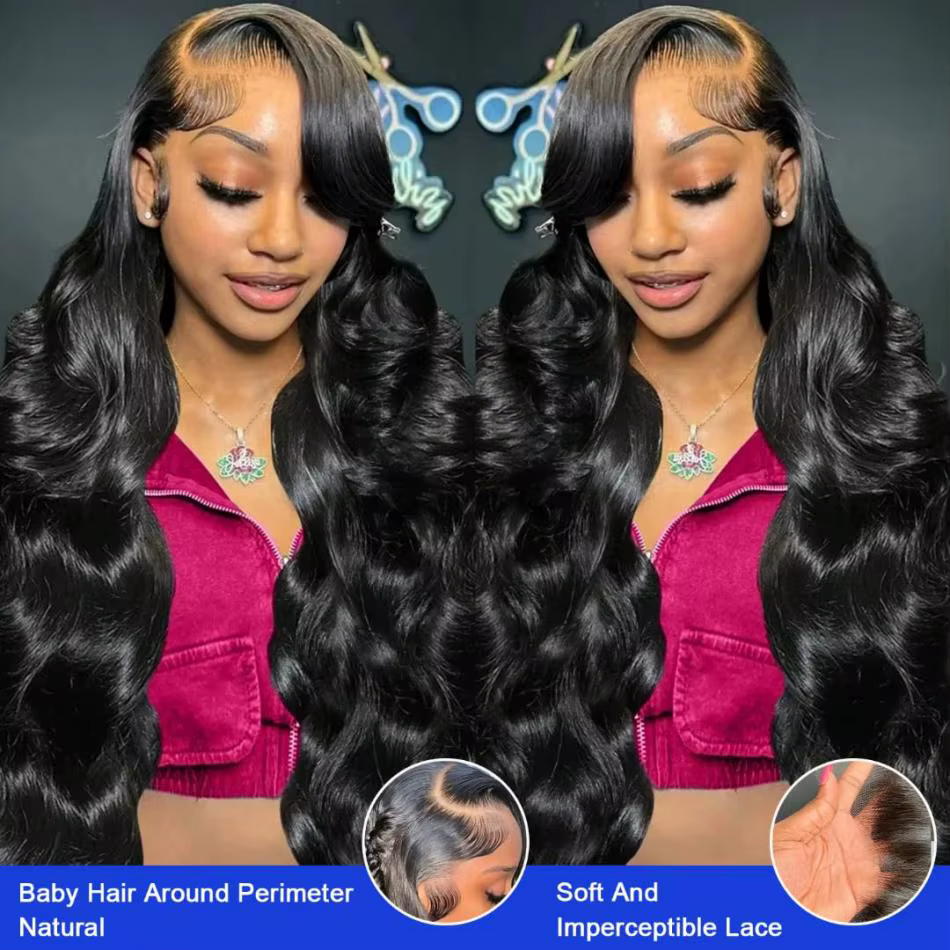 Perruque Lace Frontale Body Wave 13x6 HD en Cheveux Humains Naturels, Perruques Lace Front 13x4 Tran