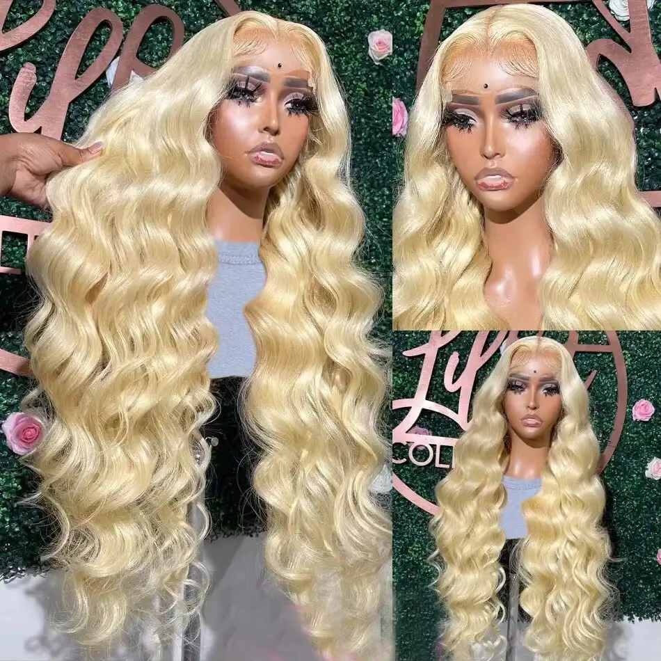 Perruque frontale HD Lace Body Wave 613 blonde 13x6 de 30 pouces en cheveux humains colorés, haute d