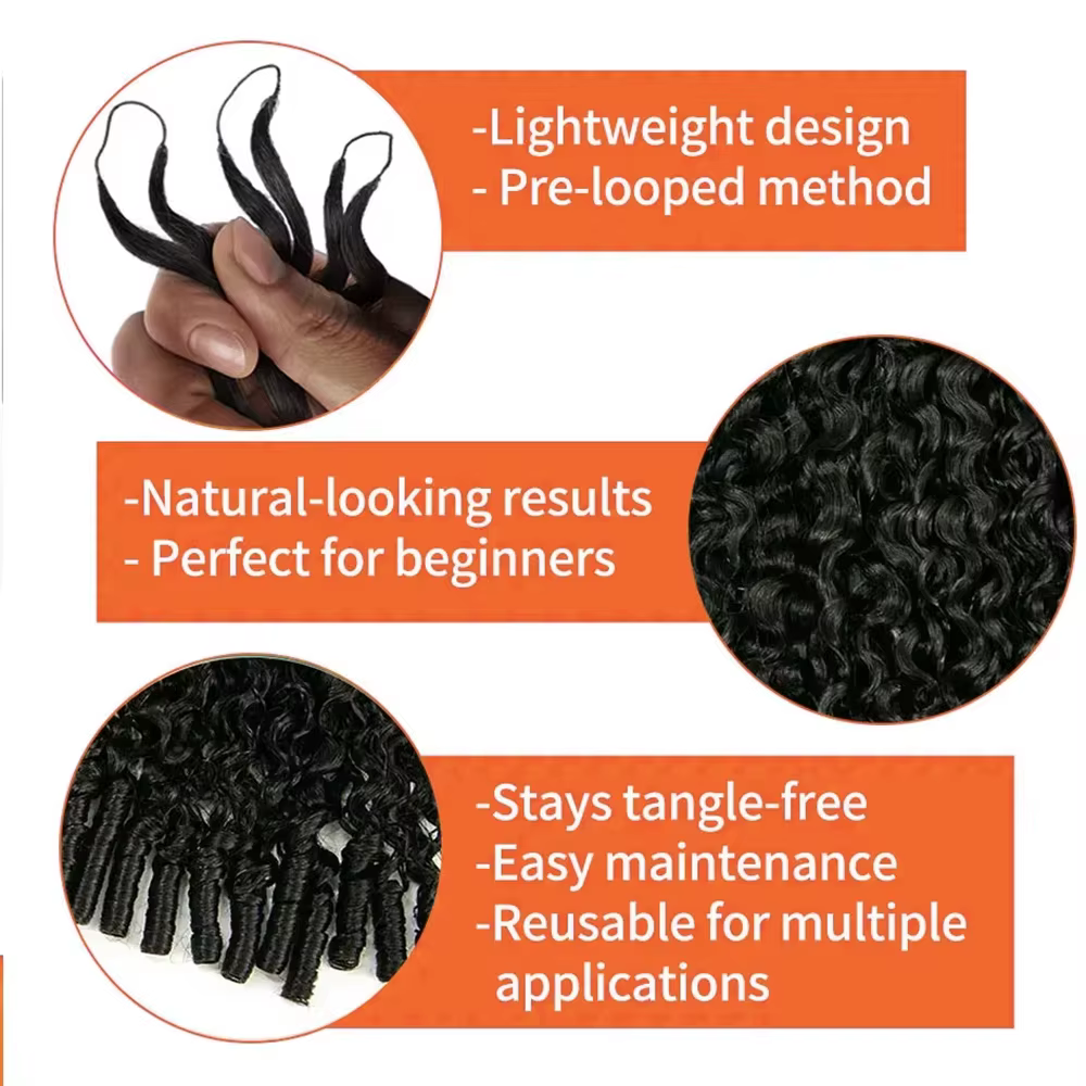 Extensions de cheveux humains bouclés birmanes pour crochet, ondulations profondes, nœuds miracle pr