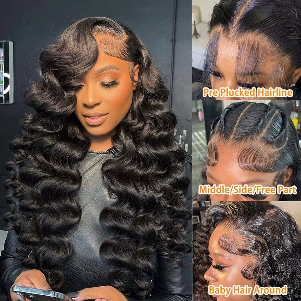 42 40 pouces cheveux humains 13x6 13x4 HD dentelle frontale perruque sans colle lâche vague profonde