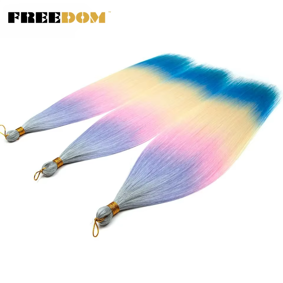 Extensions de cheveux synthétiques tressés au crochet FREEDOM Ariel, mèches lisses, 28 pouces/3 pièc
