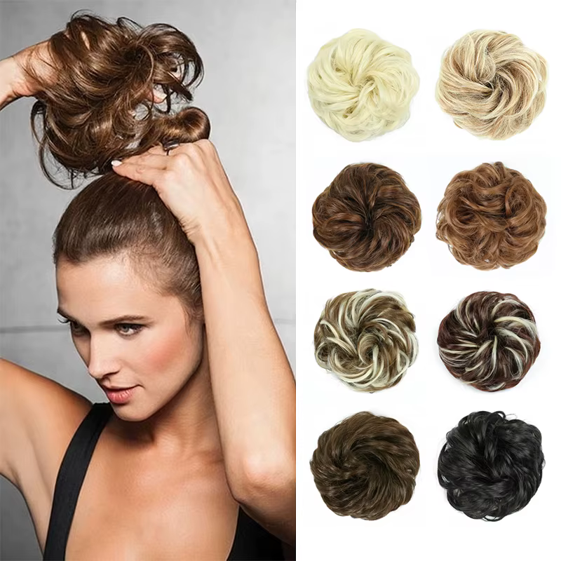 Azqueen synthétique désordre Chignon Chignon beignet Gary couleur marron cheveux Chignon Pad élastiq