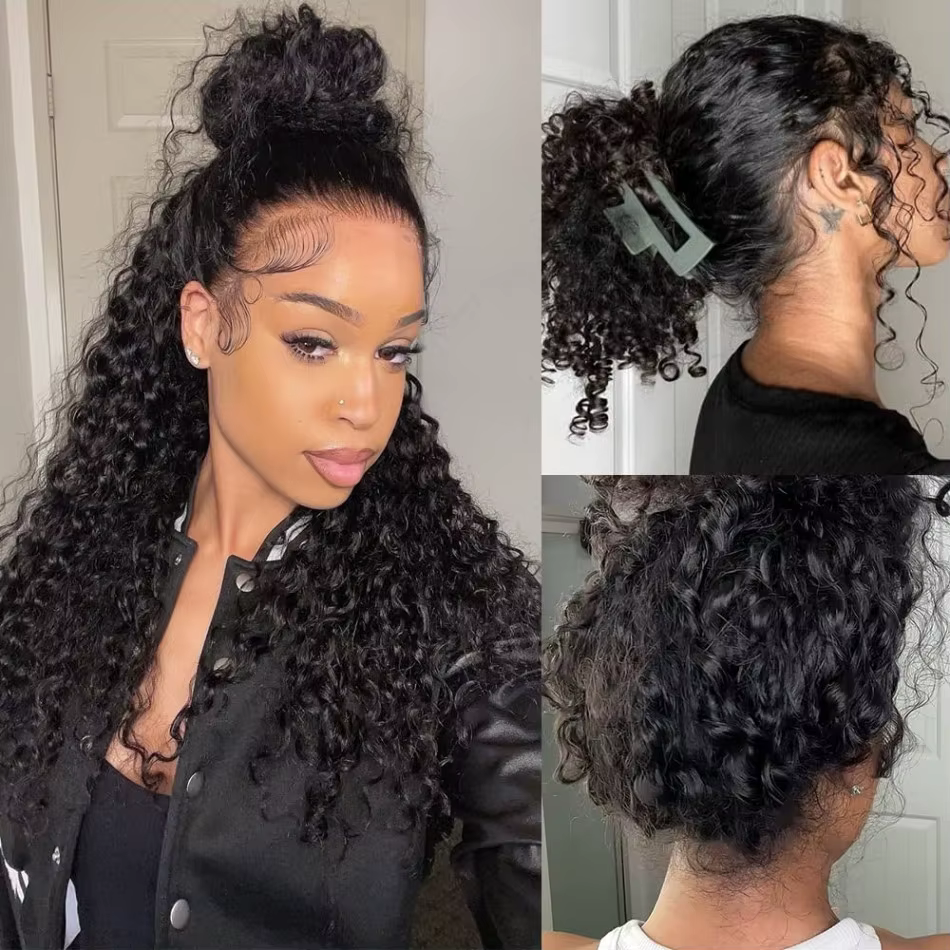 Perruque 360 Full Lace en Cheveux Humains Pré-Pluckée HD Densité 250, Perruques Frontales 360 Lace B