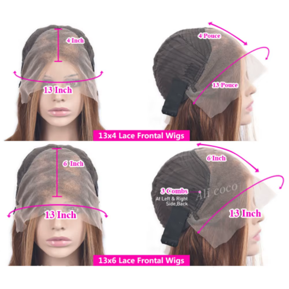 Mise à niveau 1B 27 mettre en évidence 13X4 13x6 dentelle frontale perruques de cheveux humains 180%
