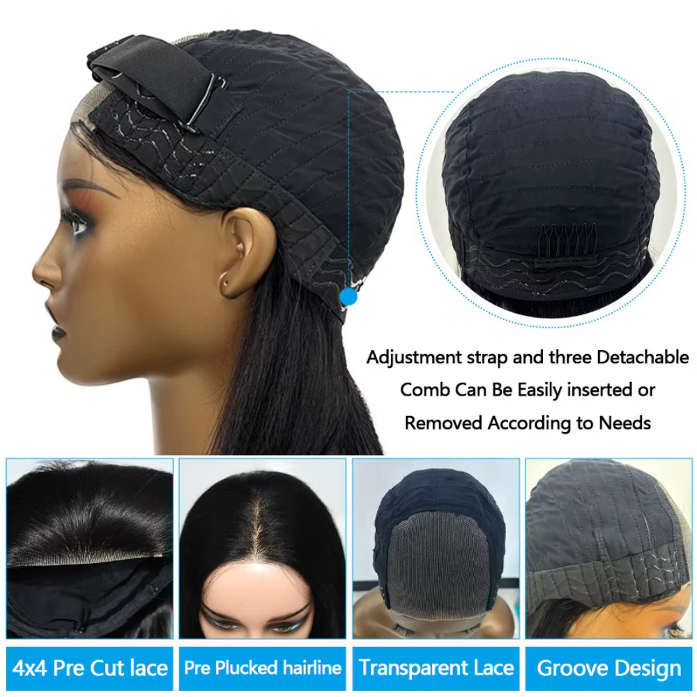 Bob sans colle perruque cheveux humains prêt à porter courte Bob perruque dentelle avant perruques d