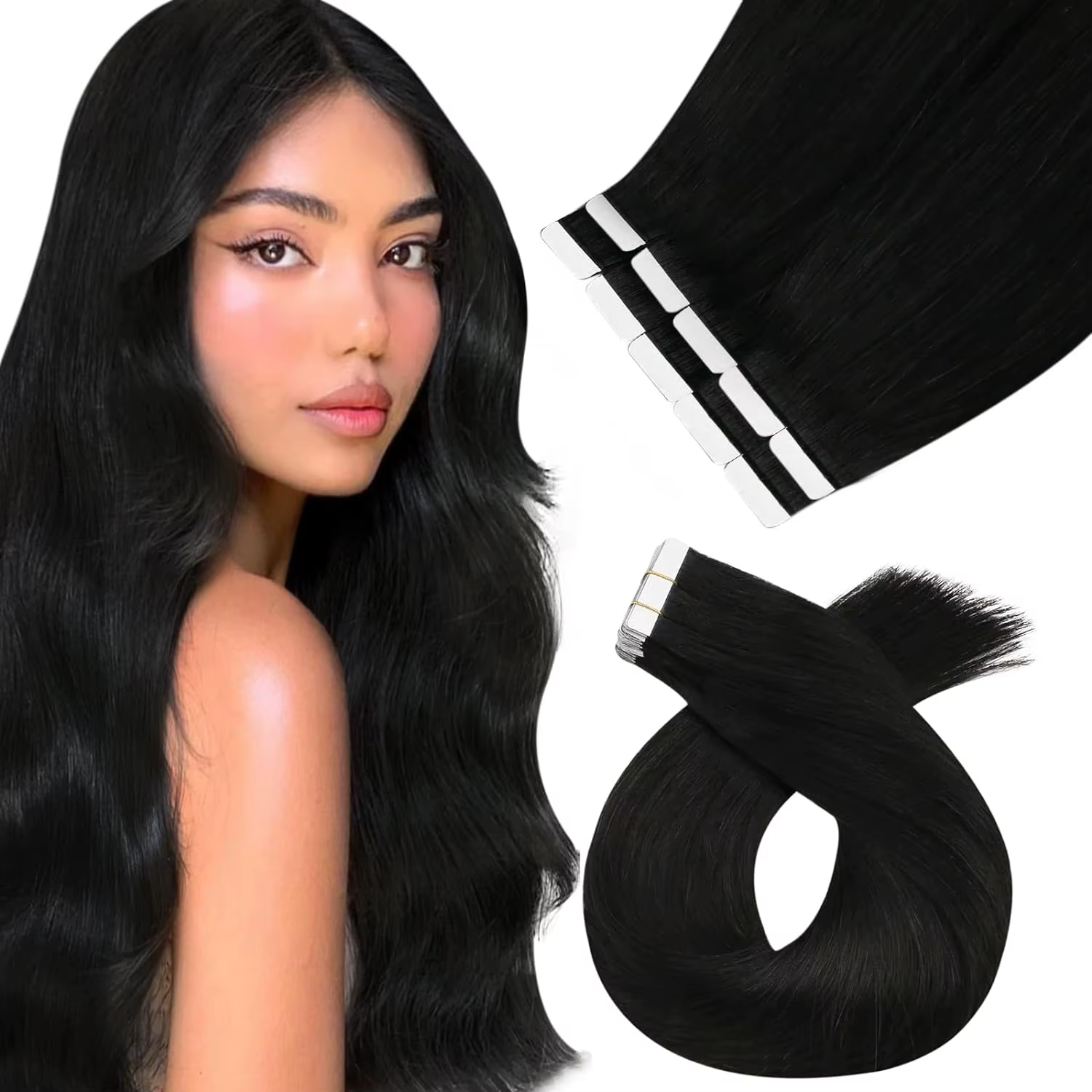 Moresoo-Extensions de cheveux à ruban adhésif, 100% vrais cheveux humains, qualité de salon, cheveux