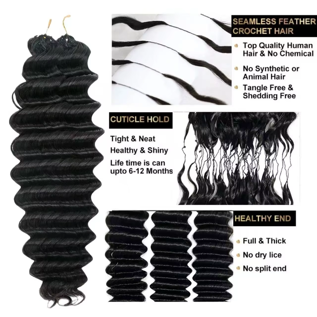 Extensions de cheveux humains au Crochet, cheveux humains bouclés et serrés, pré-séparés, sans nœuds