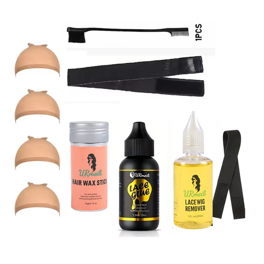 Kit d'installation de perruque 8 pièces : Colle et dissolvant pour dentelle, bâton de cire capillair
