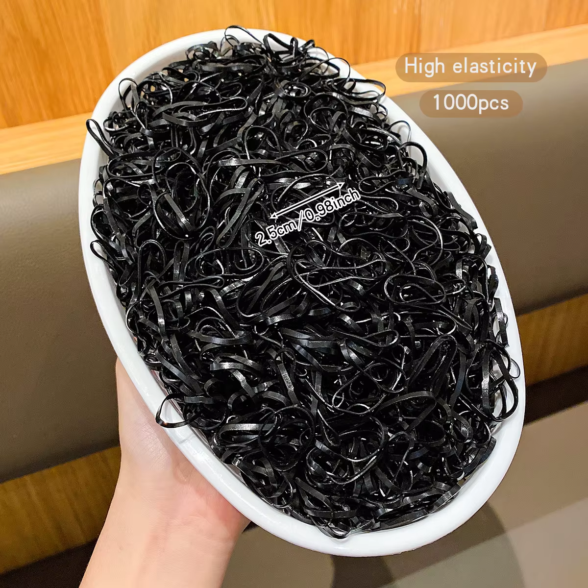 1000 élastiques noirs élastiques et durables adaptés à un usage quotidien