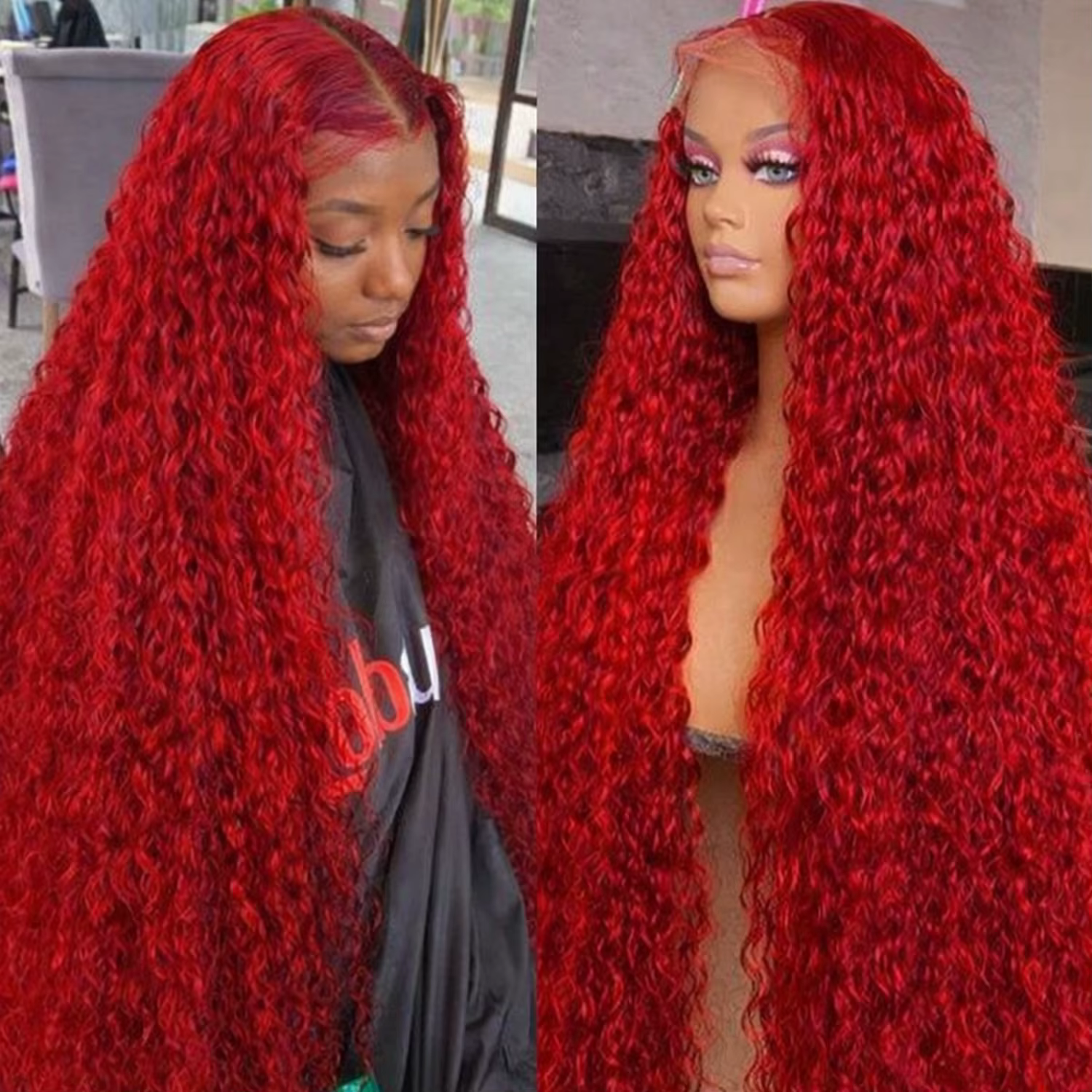 Perruques bouclées profondes rouges en cheveux humains 99J 13x4 13x6, perruque frontale en dentelle 
