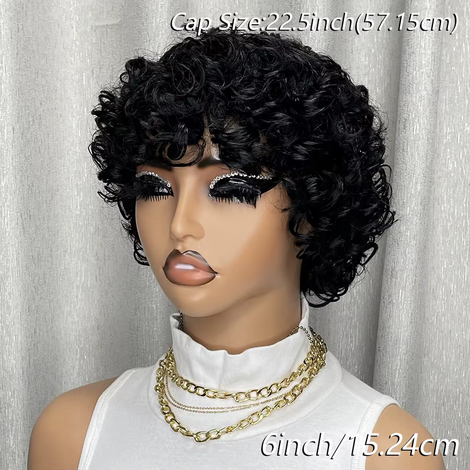 Perruques de cheveux humains bouclés perruques courtes bouclées sans colle perruque Bob cheveux huma