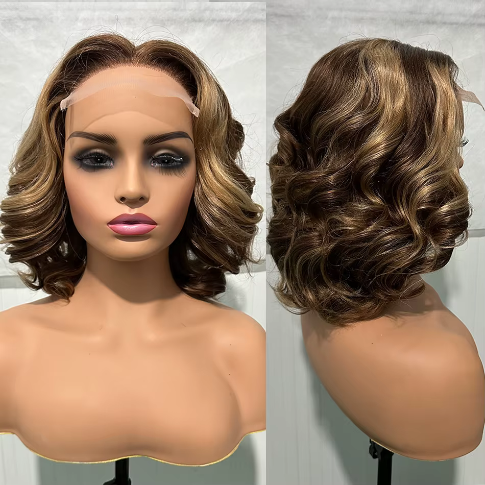 100% malaisie cheveux 250 densité Double dessiné P4 27 Ombre mettre en évidence vague rebondissante 
