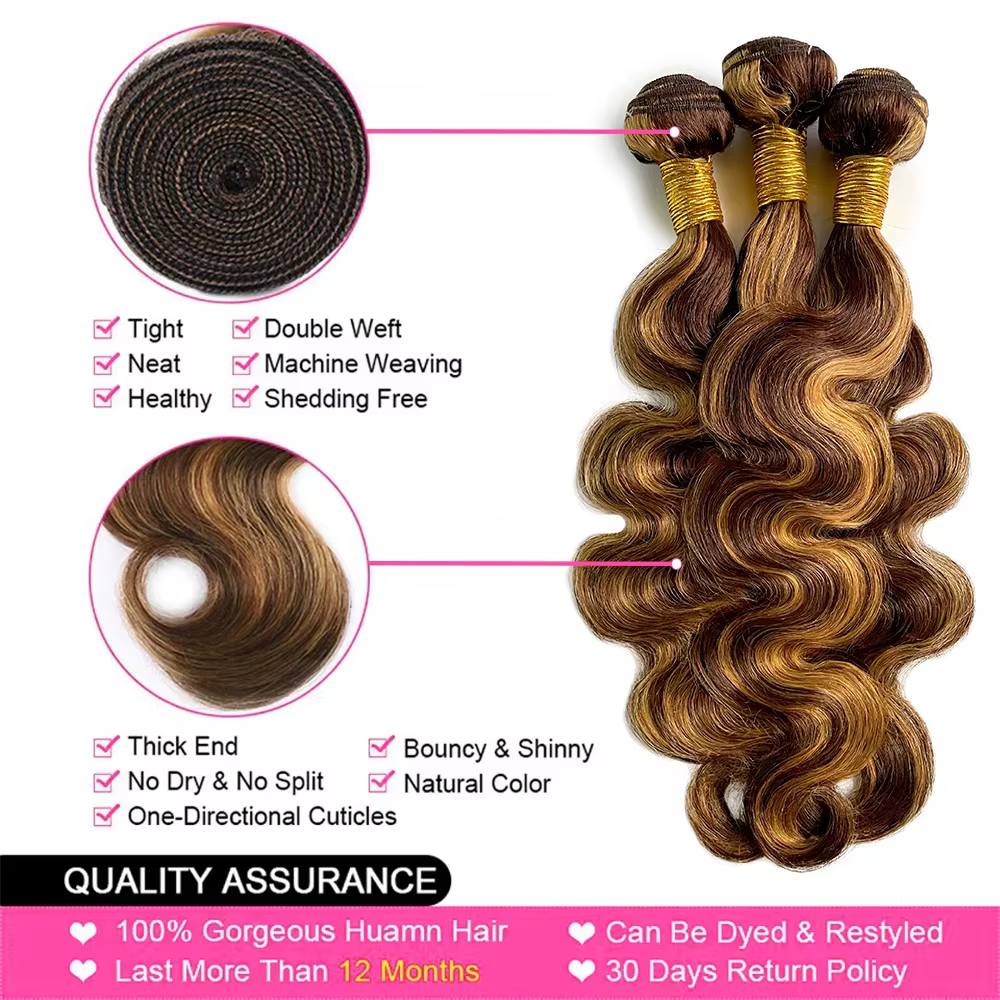 Extensions de Cheveux Humains Ondulés Ombrés de 30, 40, 50 Pouces, Mèches Blondes Non Traitées, Chev