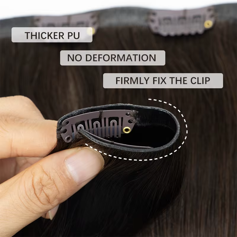 Clip en PU épais Invisible dans les Extensions de cheveux humains, bande de trame en PU sans couture