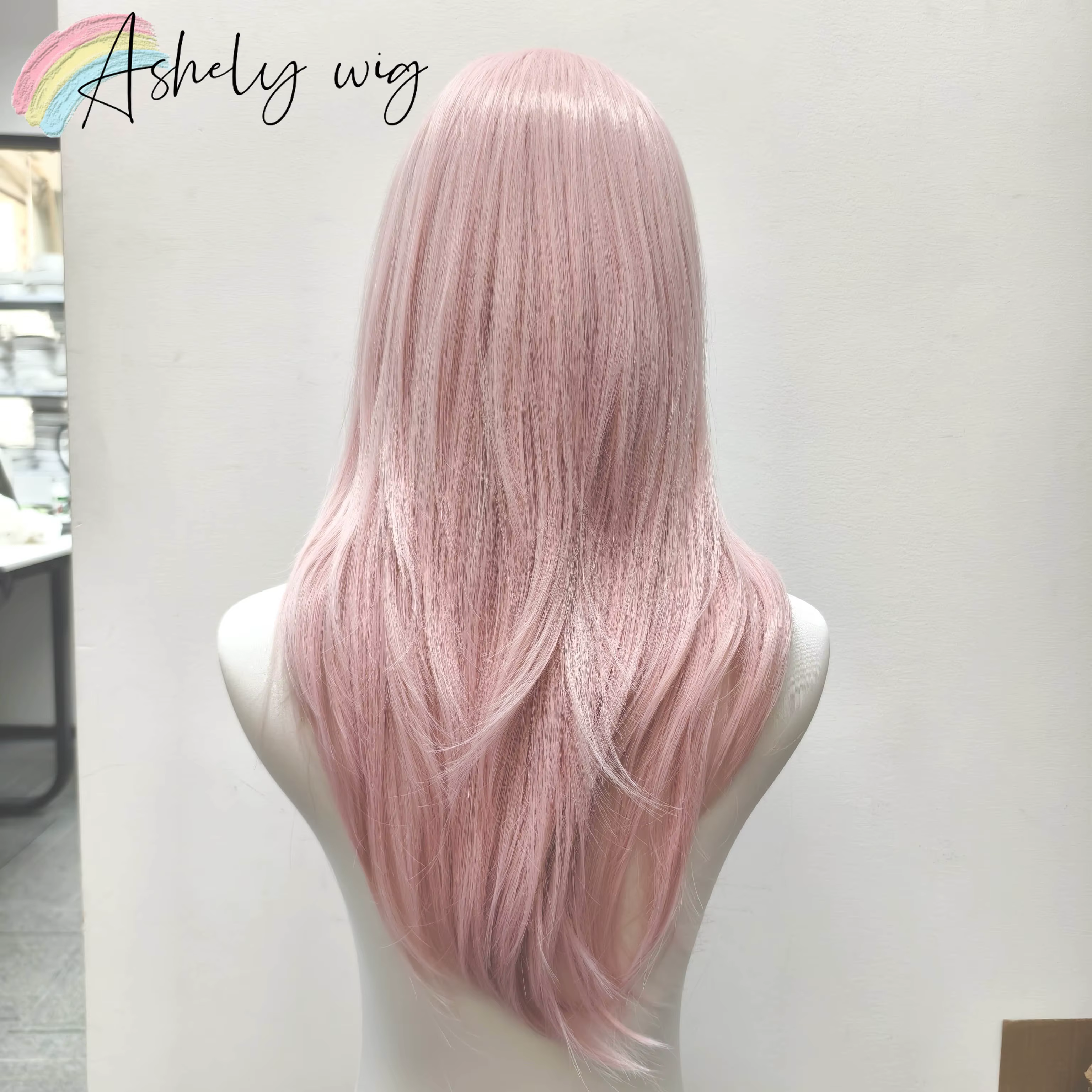 Ashely Rose perruque Lolita femme bandeau corps ondulé Rose modèles de cheveux en frange française h