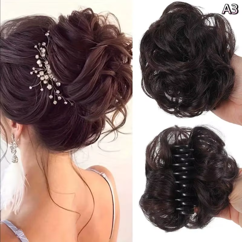 Nouveau! Chignon synthétique à clipser, postiche bouclé naturel et volumineux pour femme, pour queue