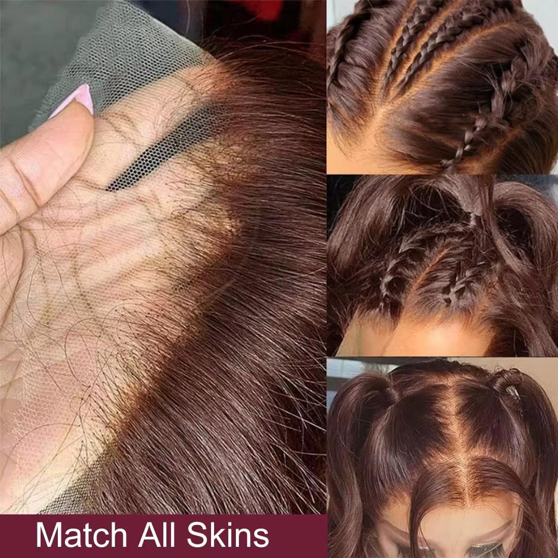 Os droit chocolat brun 13x6 hd dentelle frontale perruques cheveux humains pré plumé brésilien brun