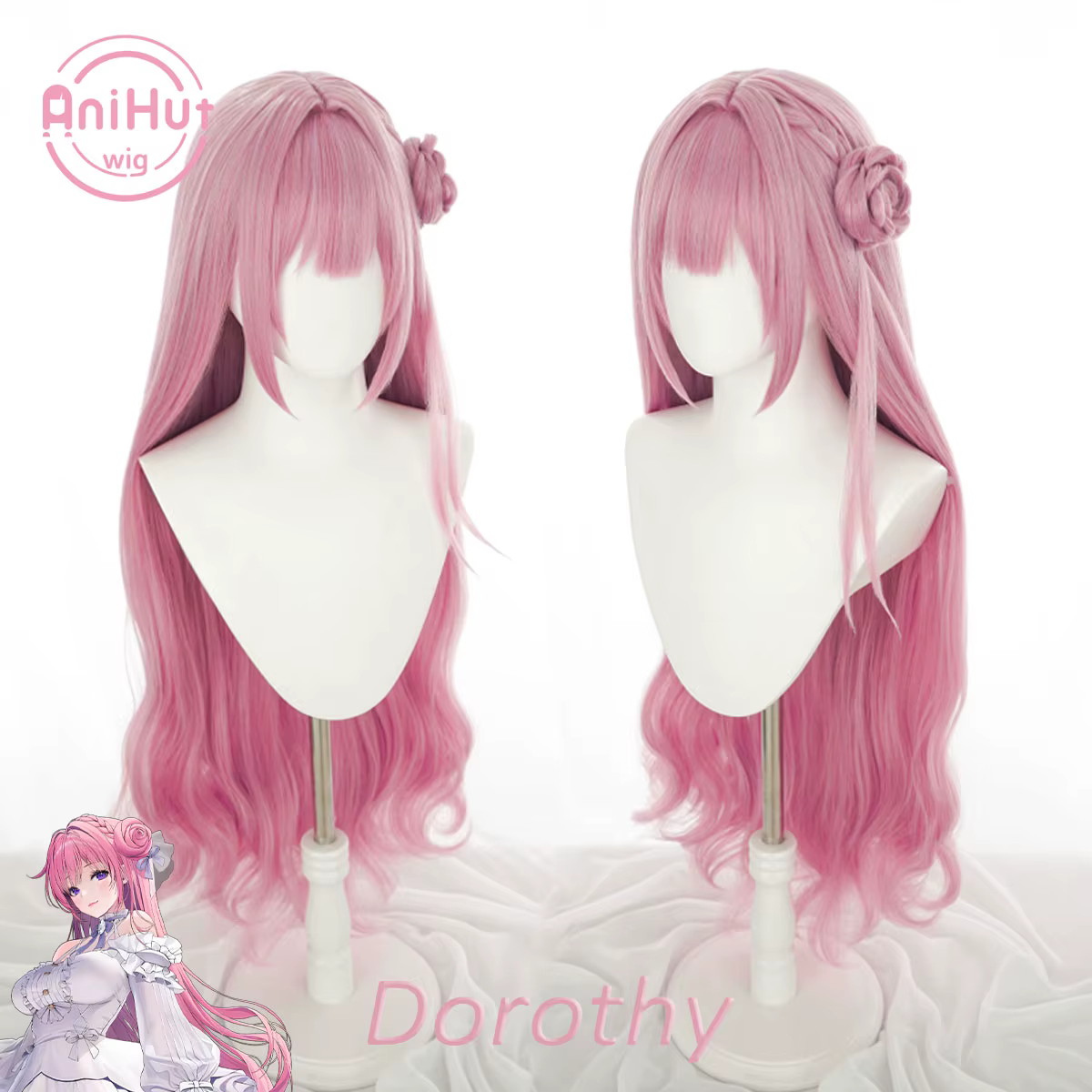 【AniHut】Dorothy perruque jeu déesse de la victoire:NIKKE Cosplay perruque Nikki rose synthétique Dor