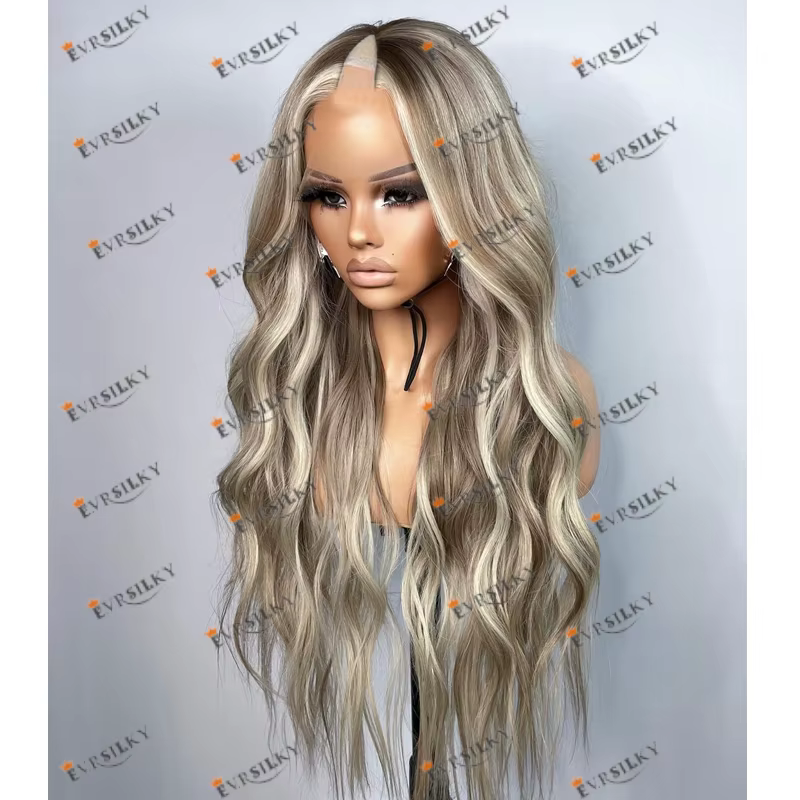 Perruques complètes en cheveux Remy pour femmes noires, perruques en U, balayage blond platine, tail