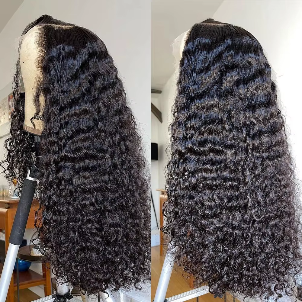 Perruque Lace Front Wig Deep Wave Naturelle, Cheveux Humains, 13x6 HD, 30 Pouces