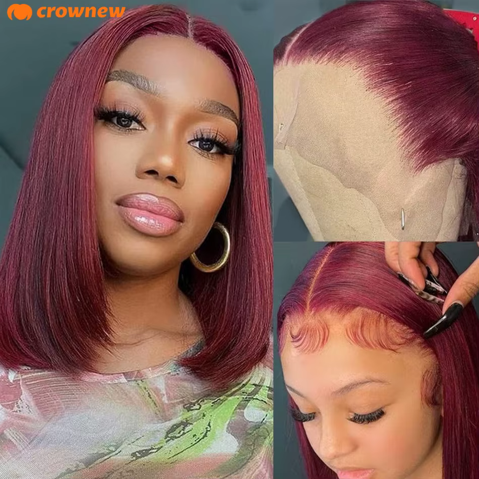 Perruque en cheveux humains couleur gingembre # Perruque Bob Courte Droite Colorée 350, Cheveux Huma