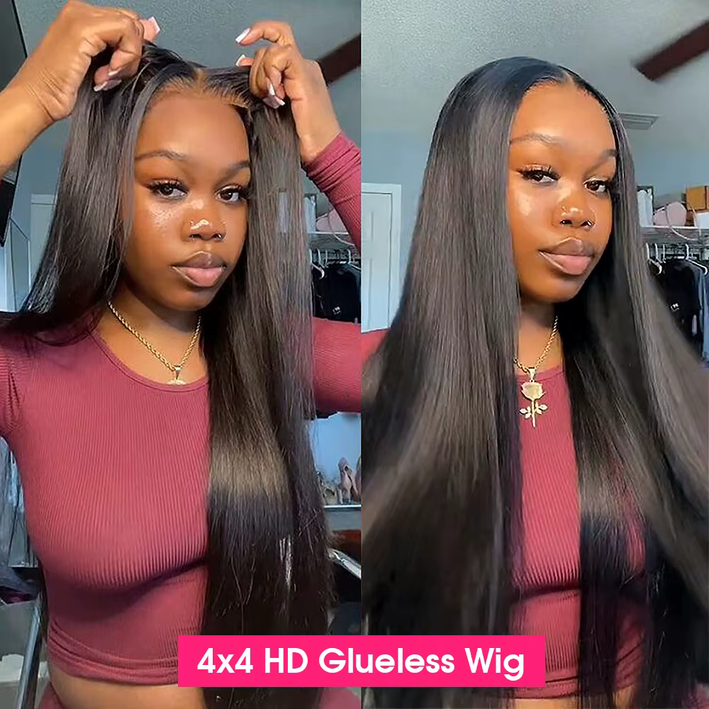 Wear Go sans colle dentelle avant perruques de cheveux humains droite 7x5 HD dentelle frontale perru