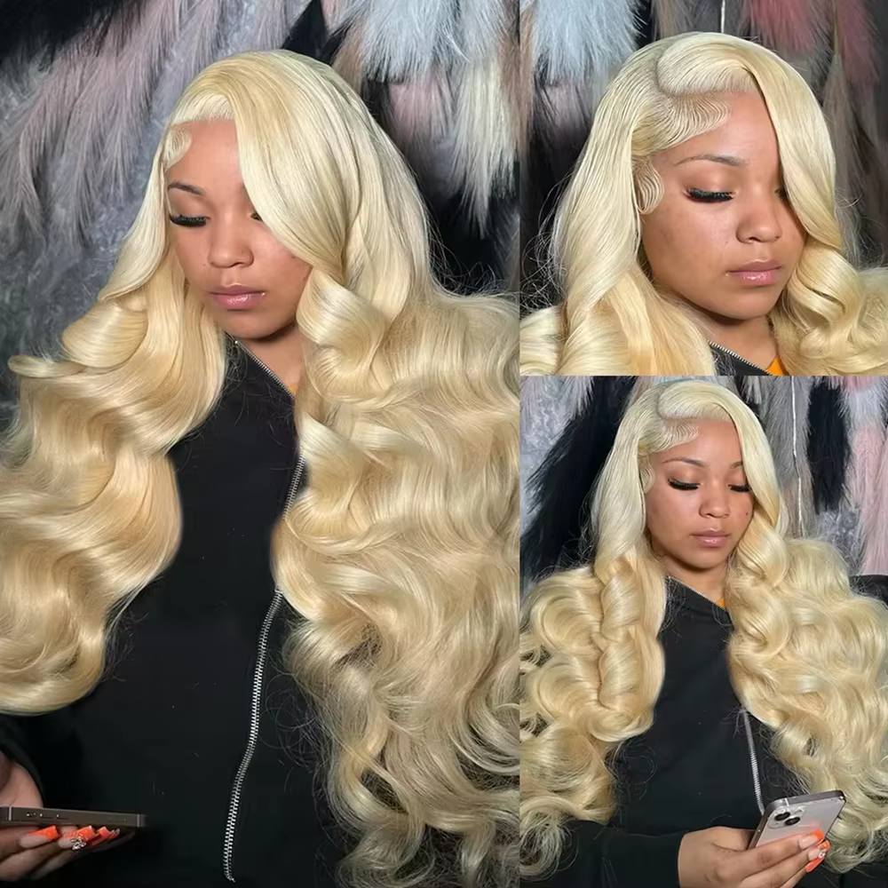 13x6 vague de corps Transparent HD 30 46 pouces 613 miel blond dentelle frontale perruque de cheveux