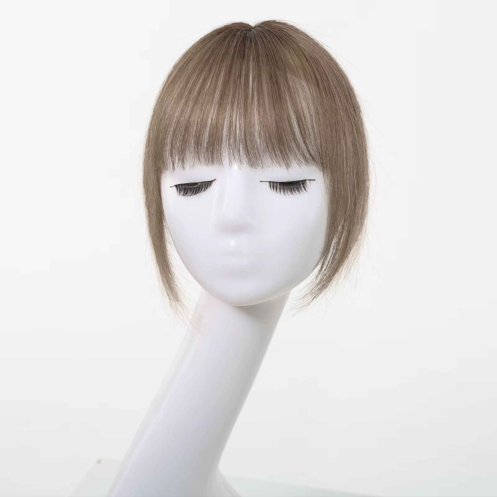 100% Remy cheveux humains Toppers avec frange brun clair postiches 3D vaporeux frange pour les femme