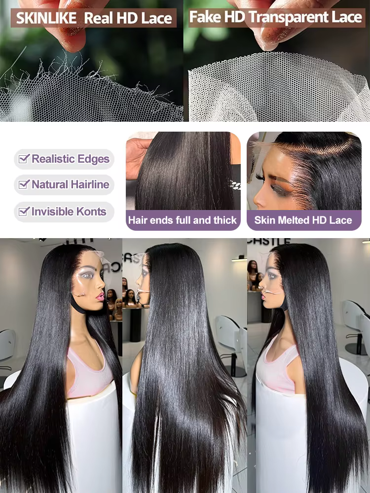 Perruques en cheveux humains vietnamiens pour femmes, densité 300, prêtes à porter, sans colle, liss