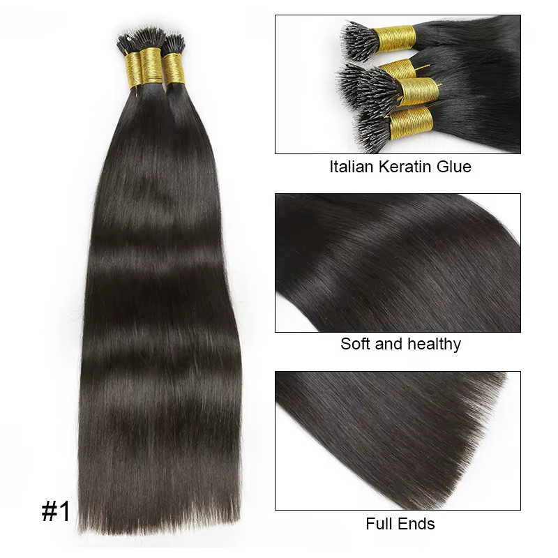 Extension de cheveux humains Nanoring droits Capsule de kératine de haute qualité Micro anneau Exten
