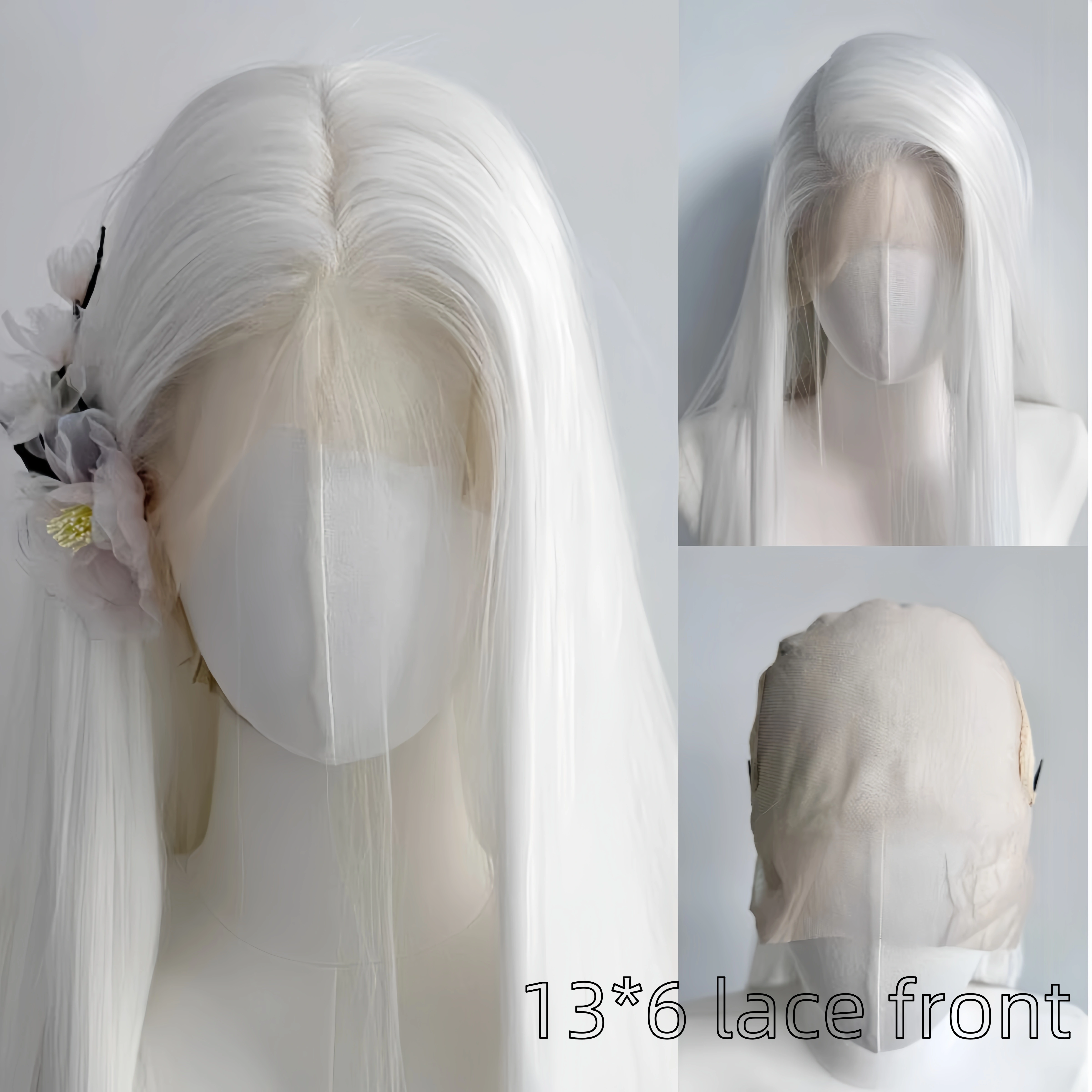 13*6 perruque avant en dentelle blanche pour les femmes 26 pouces perruques de cheveux longs raides