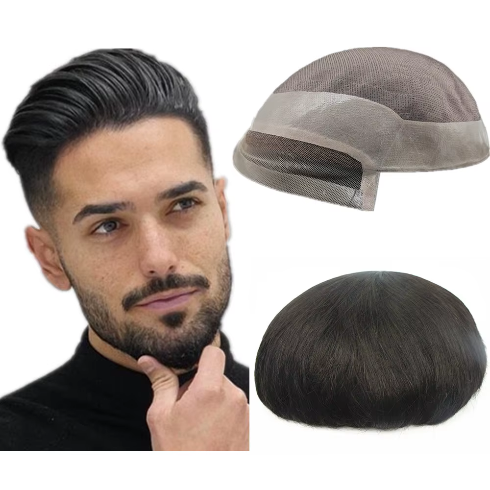 Toupet pour hommes Mono & NPU pièces de cheveux humains unités de cheveux système de remplacement de