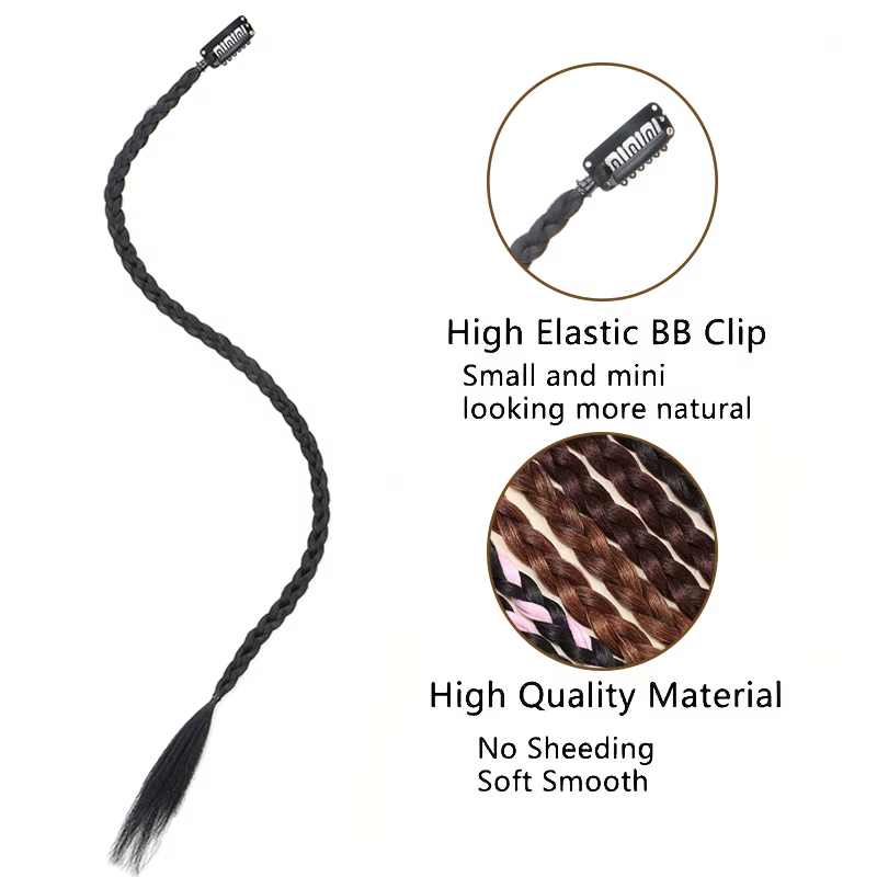 20 pouces synthétique 2 pièces Y2K Style cheveux longs raides Mini tresse haute température fibre co