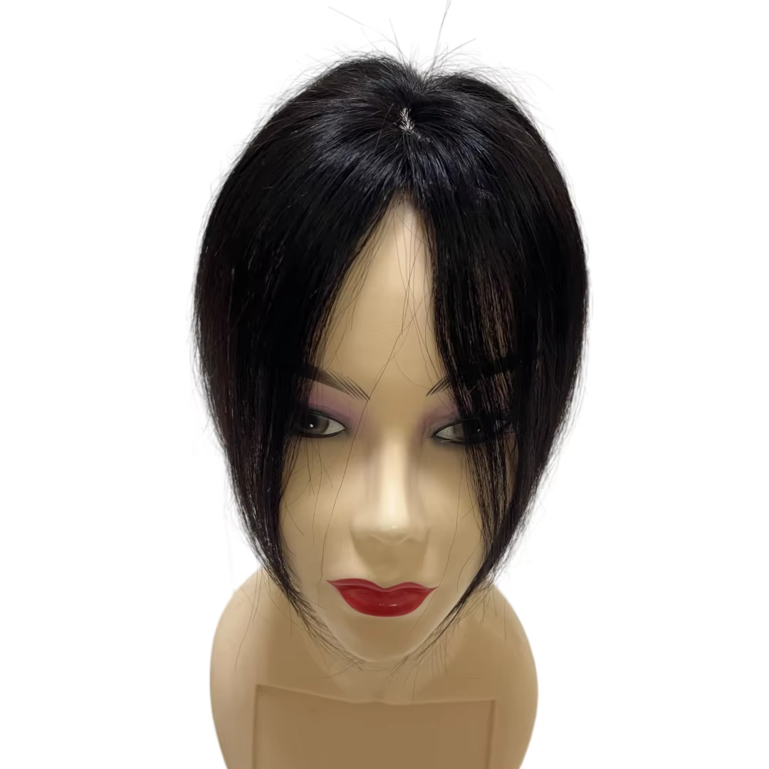 25cm pince en cheveux humains naturels Topper pour femmes frange frange cheveux pièces partie centra