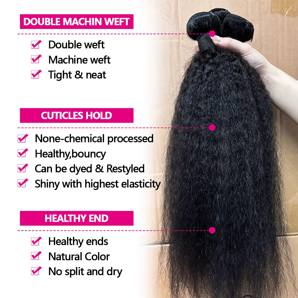 12A Kinky Straight Tissage Humain Haïr 20 22 24 Tissage Lot Brésilien Yaki Straight 100 Humain Hair 