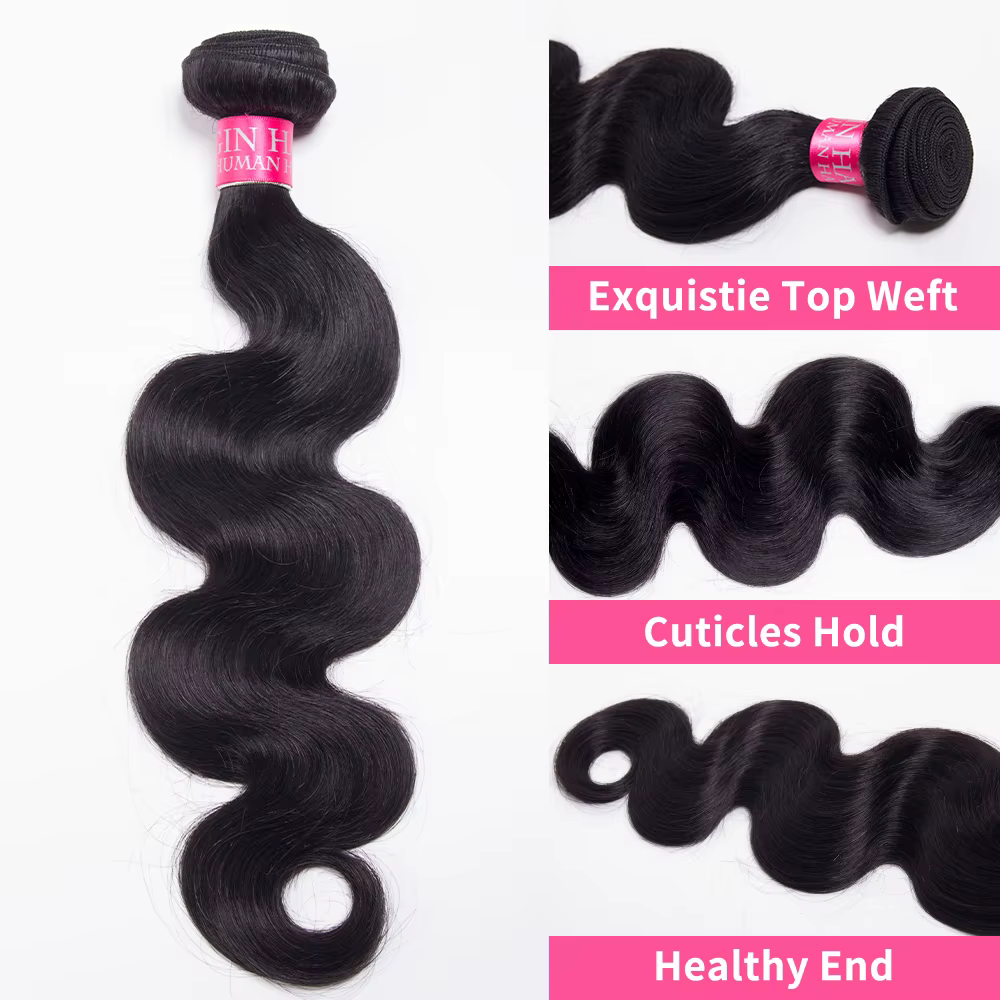 Extensions de cheveux humains brésiliens Remy non traités avec closure, tissage de cheveux vierges, 