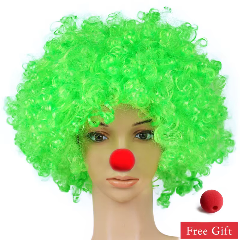 Perruque de Clown colorée perruque synthétique Afro bouclée Cosplay pour hommes femmes perruque de f