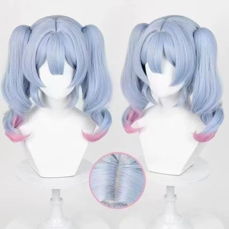 Perruque de Cosplay Vocaloid pour sommeil, perruque synthétique longue bouclée colorée à Double queu