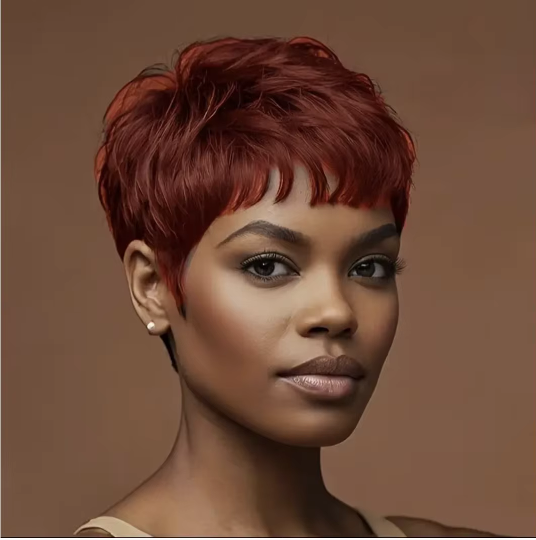 Cheveux courts noirs synthétiques pour femmes, coupe ultraviolette Pixie, frange courte, Fak ultravi