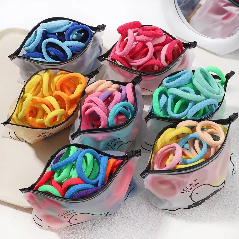 Artificiel astiques à cheveux de couleurs mélangées pour femmes et filles, attaches basiques, bande