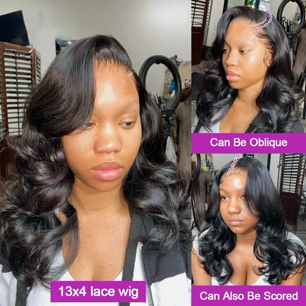 250% vague de corps 13x6 HD dentelle frontale perruque courte Bob perruques sans colle cheveux humai