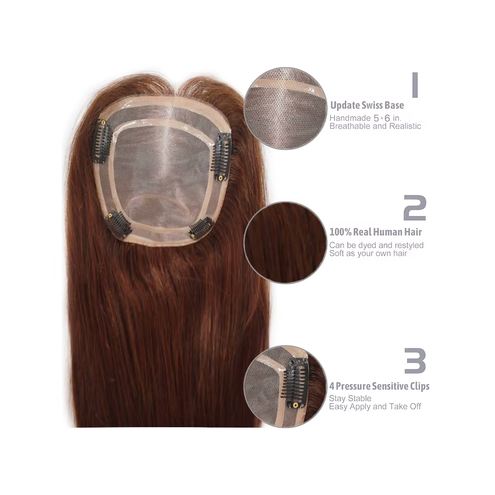 5.5X6 pouces Mono Base brésilienne Remy cheveux humains Topper 12 "-18" Double Pu autour épais Invis