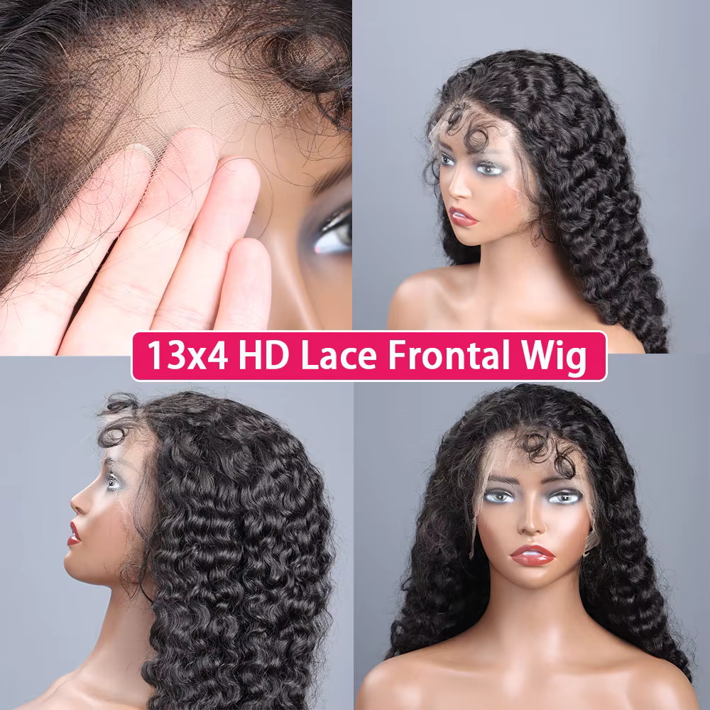 Perruque Cheveux Bouclés Birmanes 13x4 HD Lace Front, Perruque en Cheveux Humains Véritables 5x5 Lac